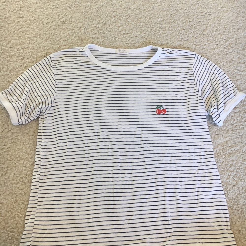 Brandy Melville striped T-shirt with cherry